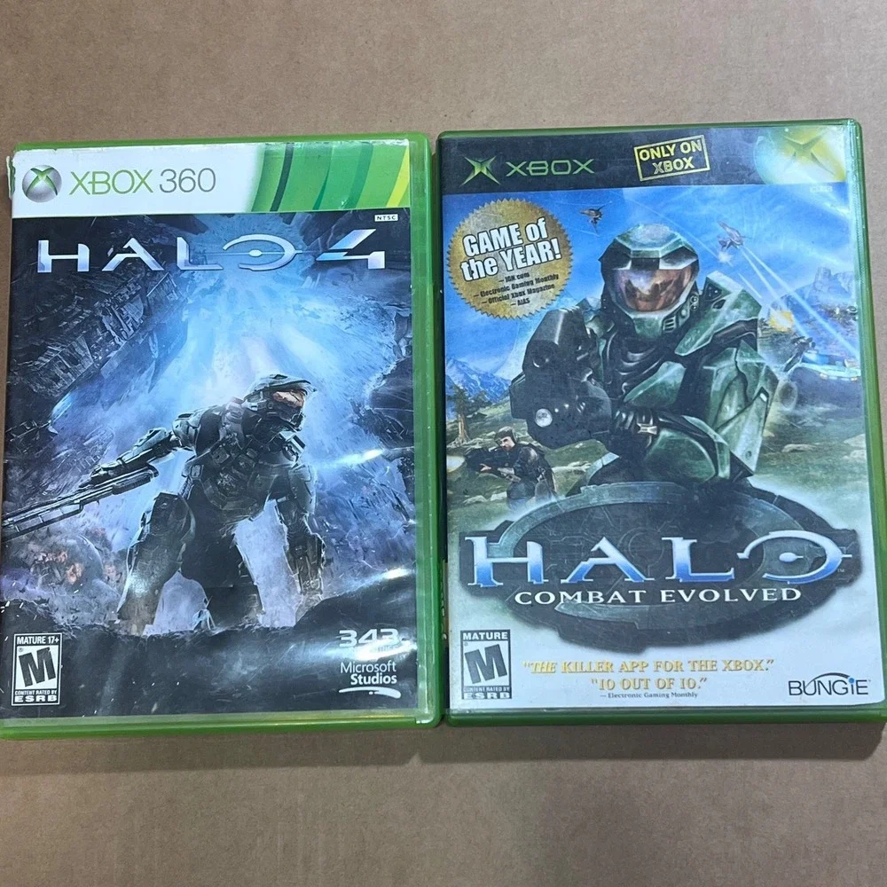 Halo Combat Evolved Original Xbox & Halo 4 Xbox‎ 360 Game Bundle Lot CIB